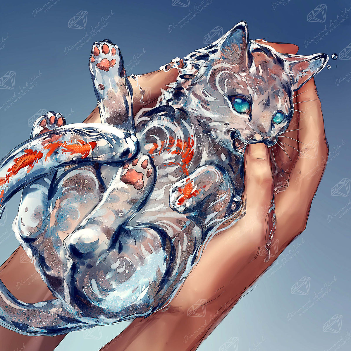Diamond Painting Cats are Liquids 22" x 22" (55.8cm x 55.8cm) / Square with 48 Colors including 2 ABs and 1 Iridescent Diamond and 2 Fairy Dust Diamonds / 50,176