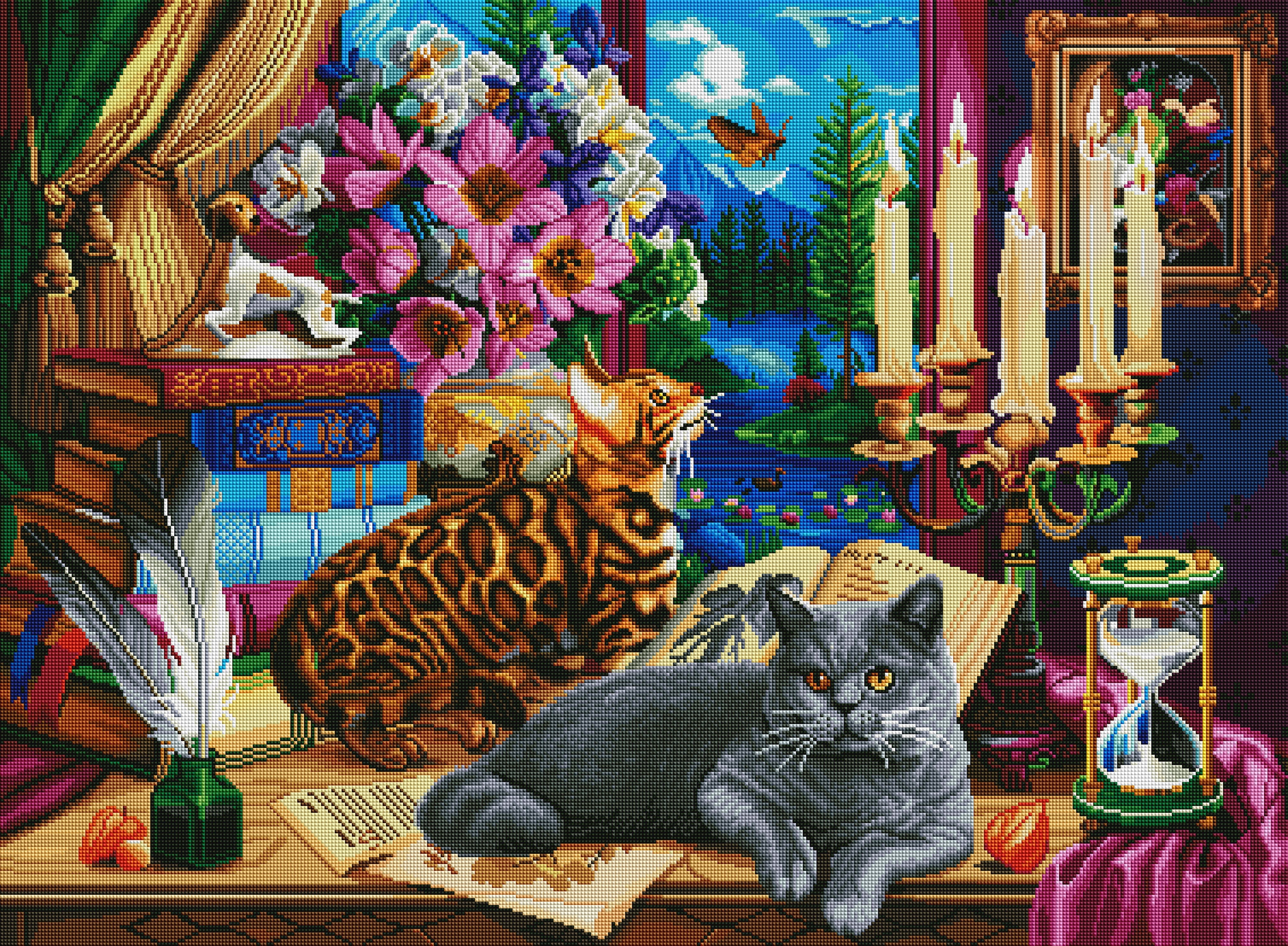 L*I様 DAC Cats Near the Window at Night Cats Near the Window at Night – Diamond Art Club