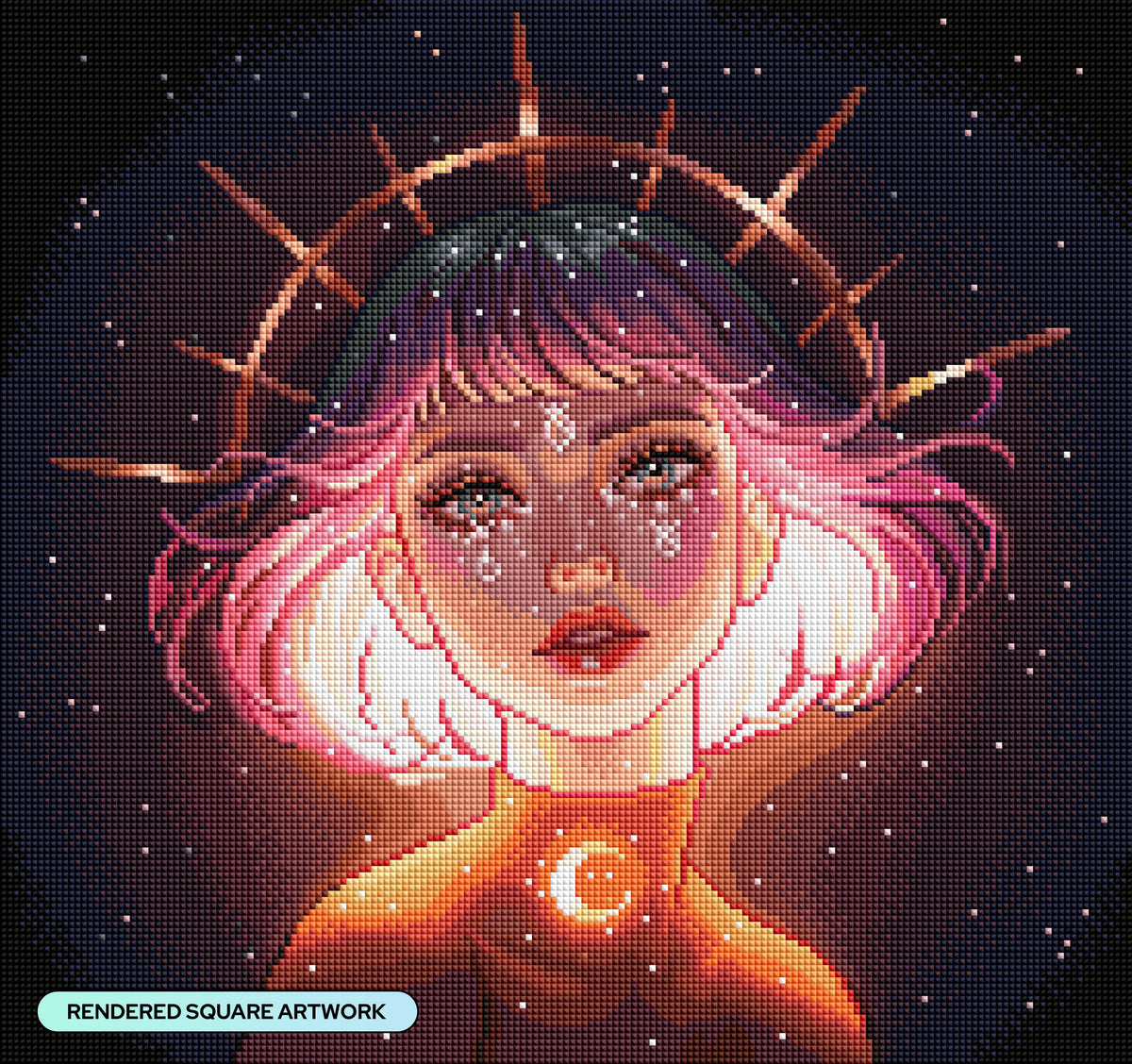 Diamond Painting Celeste 18" x 17" (45.6cm x 42.8cm) / Square with 57 Colors including 1 AB and 5 Fairy Dust Diamonds / 31,476