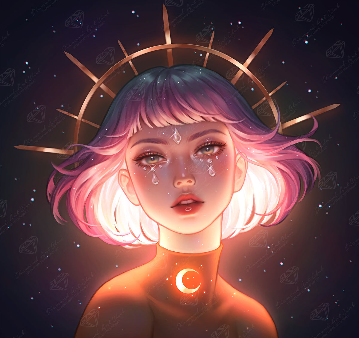 Diamond Painting Celeste 18" x 17" (45.6cm x 42.8cm) / Square with 57 Colors including 1 AB and 5 Fairy Dust Diamonds / 31,476