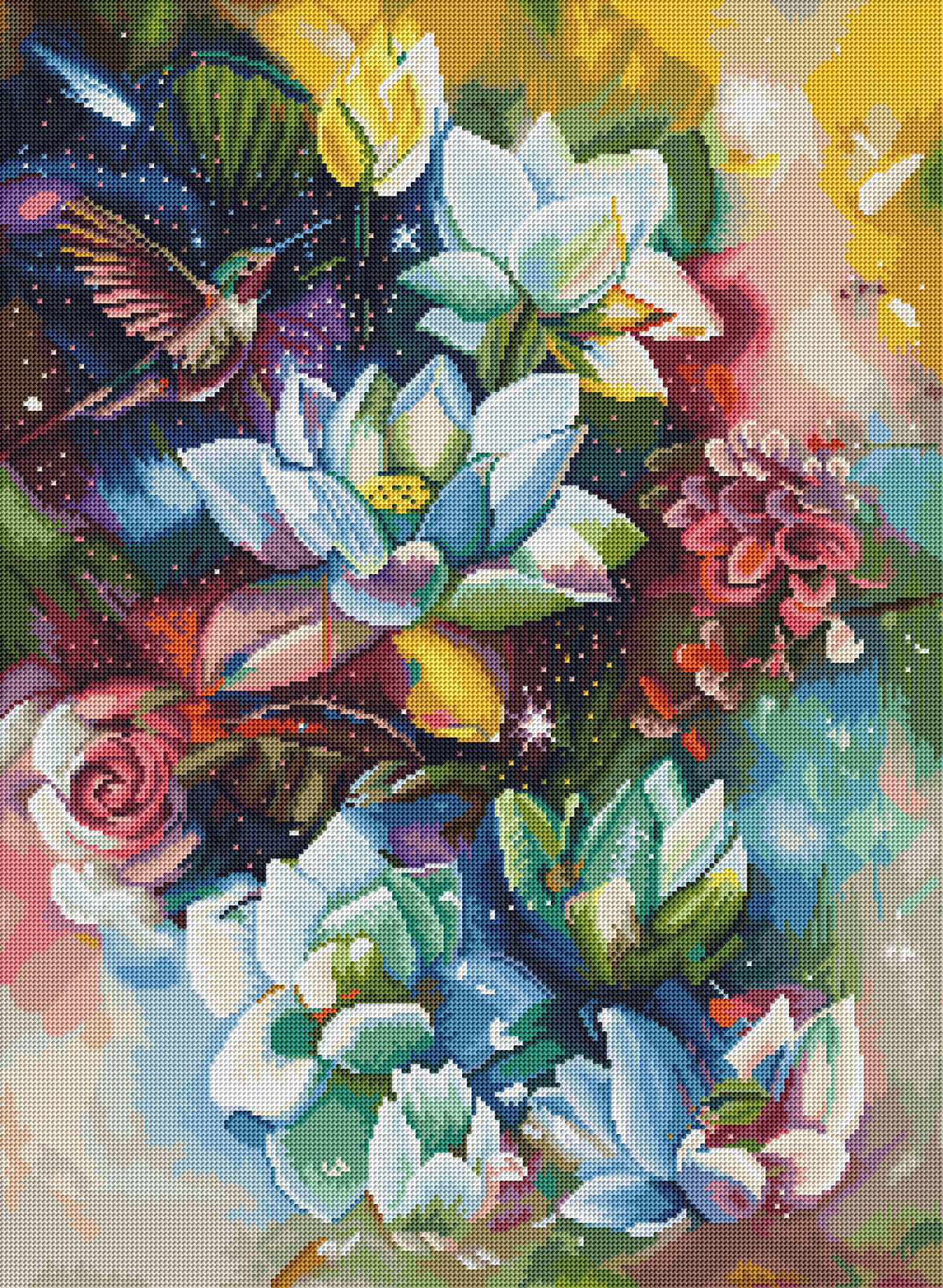 Diamond Painting Celestial Bloom 22" x 30" (55.6cm x 75.9cm) / Round With 66 Colors Including 2 ABs and 3 Fairy Dust Diamonds / 55,752