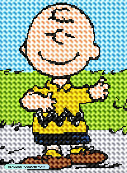 Diamond Painting Charlie Brown Dancing 11" x 15" (28cm x 38.1cm) / Round With 9 Colors including 1 Fairy Dust Diamonds / 13,600