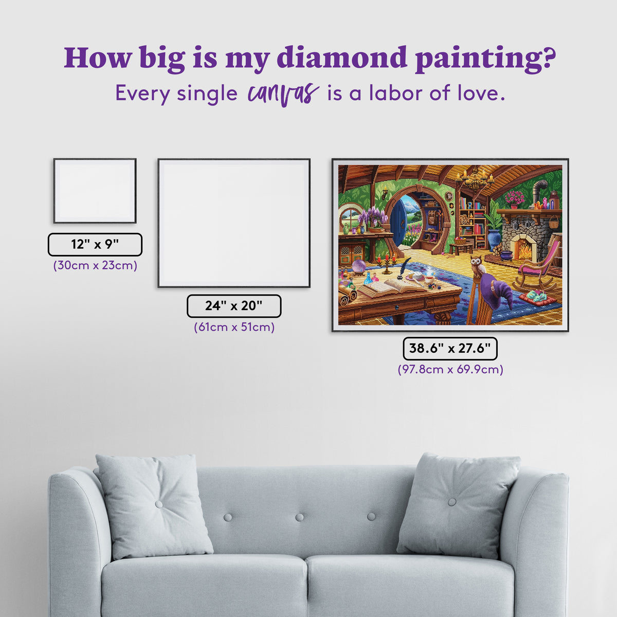 Diamond Painting Charmed Cottage 38.6" x 27.6" (97.8cm x 69.9cm) / Square with 99 Colors including 5 ABs and 1 Iridescent Diamond and 6 Fairy Dust Diamonds / 110,433
