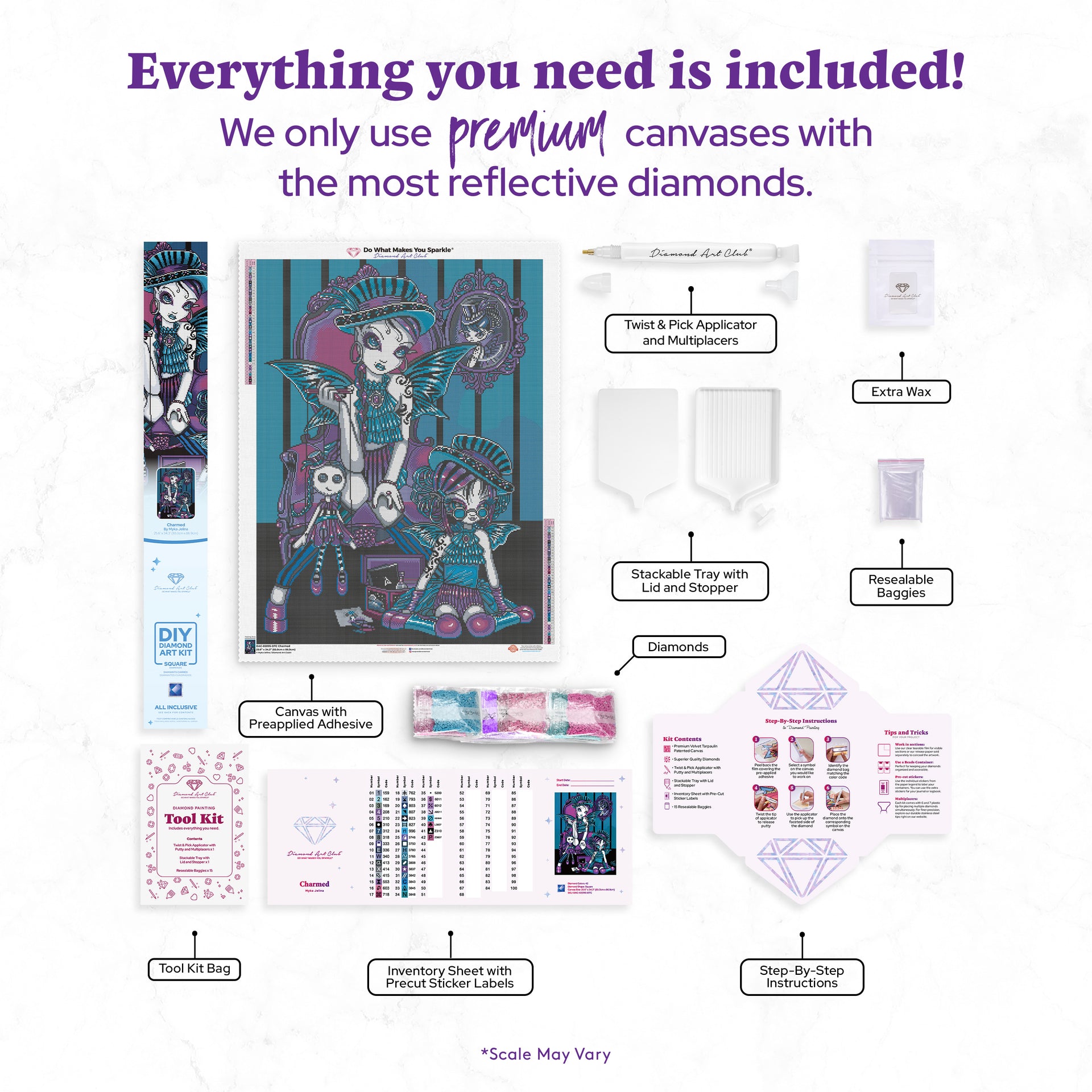 Diamond Painting Charmed 25.6" x 34.3" (65cm x 86.9cm) / Square with 42 Colors including 2 ABs and 1 Iridescent Diamond and 2 Fairy Dust Diamonds / 91,089