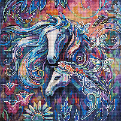 Diamond Painting Cherished Moments 22" x 22" (55.6cm x 55.6cm) / Round with 73 Colors including 2 ABs and 3 Fairy Dust Diamonds / 40,804