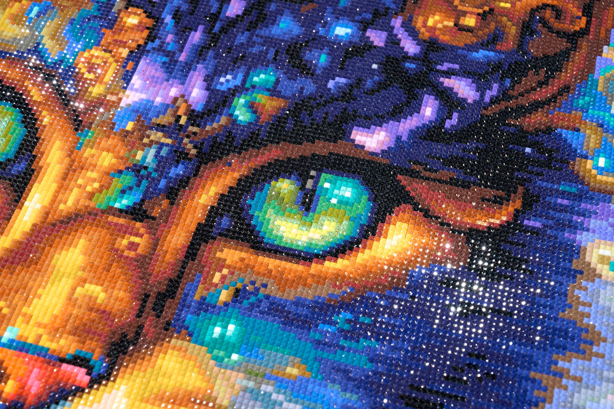 Diamond Painting Chloe the Maine Coon Glitter Cat 27.6" x 27.6" (69.9cm x 69.9cm) / Square with 74 Colors including 1 AB and 6 Fairy Dust Diamonds / 78,961