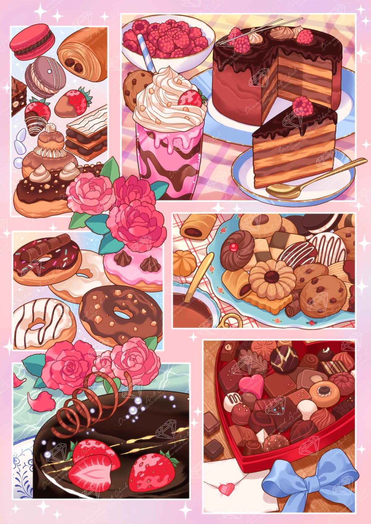 Diamond Painting Chocolate Dream 25.6" x 36.2" (65cm x 91.8cm) / Square with 59 Colors including 2 ABs and 1 Frosted Diamond and 7 Fairy Dust Diamonds / 96,309