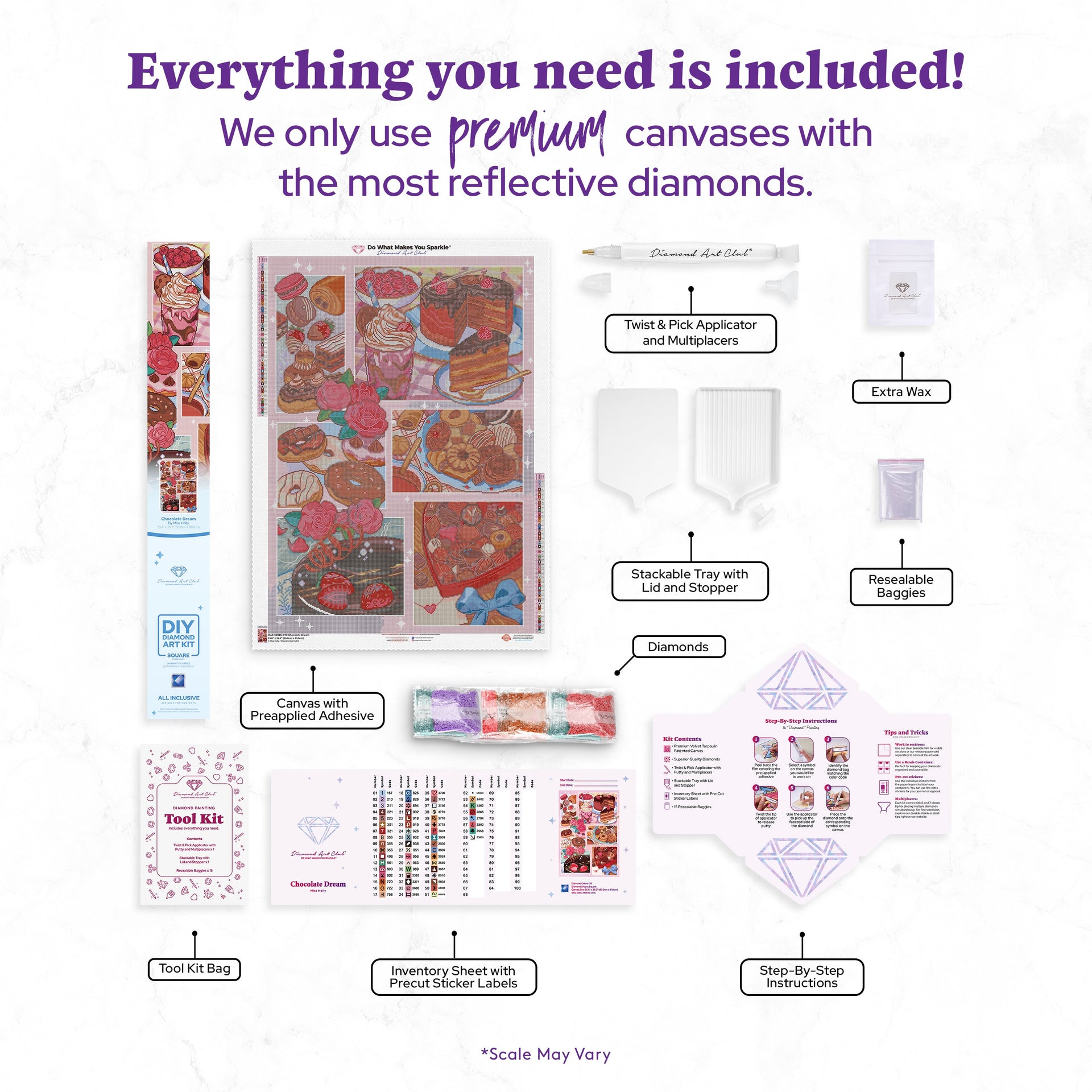 Diamond Painting Chocolate Dream 25.6" x 36.2" (65cm x 91.8cm) / Square with 59 Colors including 2 ABs and 1 Frosted Diamond and 7 Fairy Dust Diamonds / 96,309