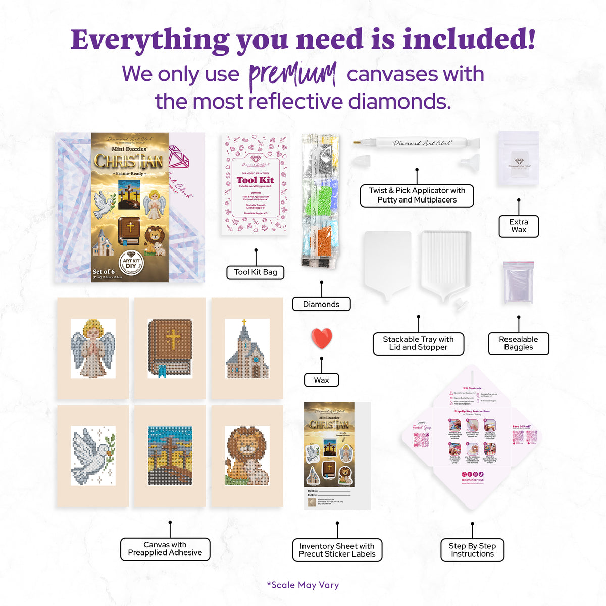 Diamond Painting Christian - Mini Dazzles™ 4" x 6" (10.2cm x 15.2cm) / Square With 27 Colors Including 1 Iridescent Diamond and 26 Fairy Dust Diamonds / 5,336