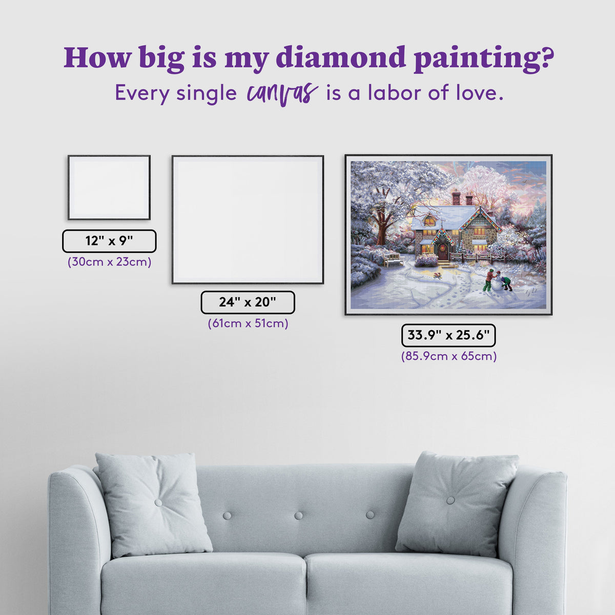 Diamond Painting Christmas at Gingerbread Cottage 33.9" x 25.6" (85.9cm x 65cm) / Square With 81 Colors Including 2 ABs and 2 Iridescent Diamonds and 1 Fairy Dust Diamond / 90,045