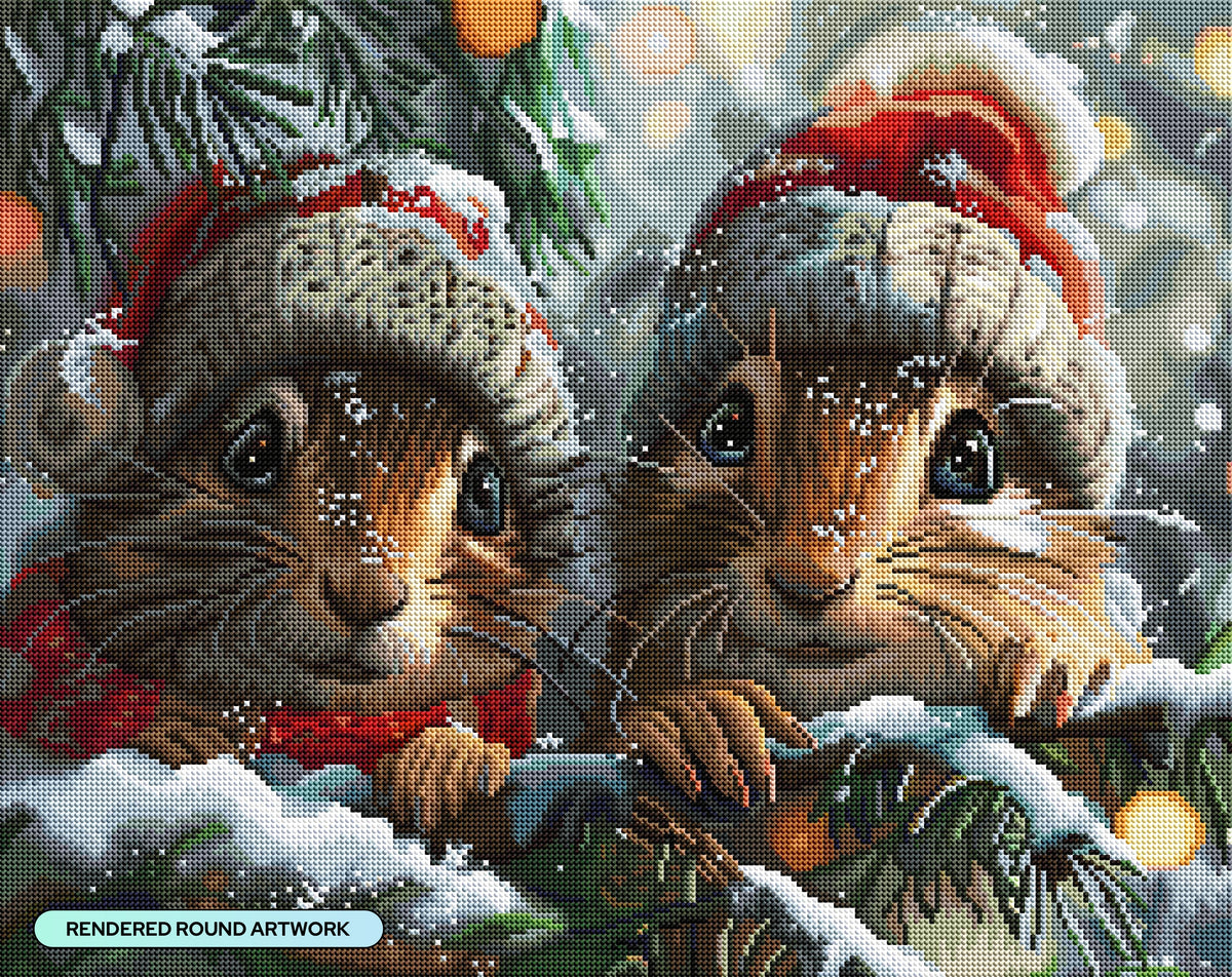 Diamond Painting Christmas Buddies 25" x 20" (63.8cm x 50.6cm) / Round with 57 Colors including 2 ABs and 4 Fairy Dust Diamonds / 42,688