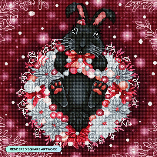 Diamond Painting Christmas Bunny 20" x 20" (50.8cm x 50.8cm) / Square With 35 Colors Including 2 ABs and 1 Fairy Dust Diamonds / 41,616