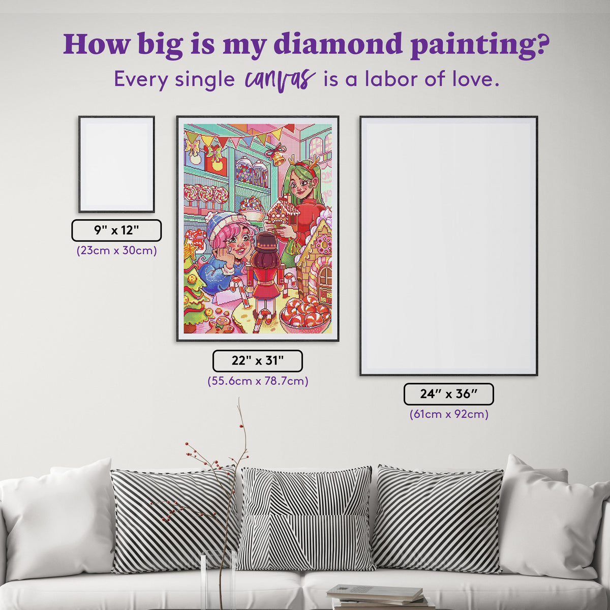 Diamond Painting Christmas Candy Shop 22" x 31" (55.6cm x 78.7cm) / Round With 89 Colors Including 2 ABs and 1 Iridescent Diamond and 6 Fairy Dust Diamonds / 57,772