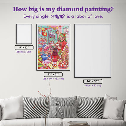 Diamond Painting Christmas Candy Shop 22" x 31" (55.6cm x 78.7cm) / Round With 89 Colors Including 2 ABs and 1 Iridescent Diamond and 6 Fairy Dust Diamonds / 57,772