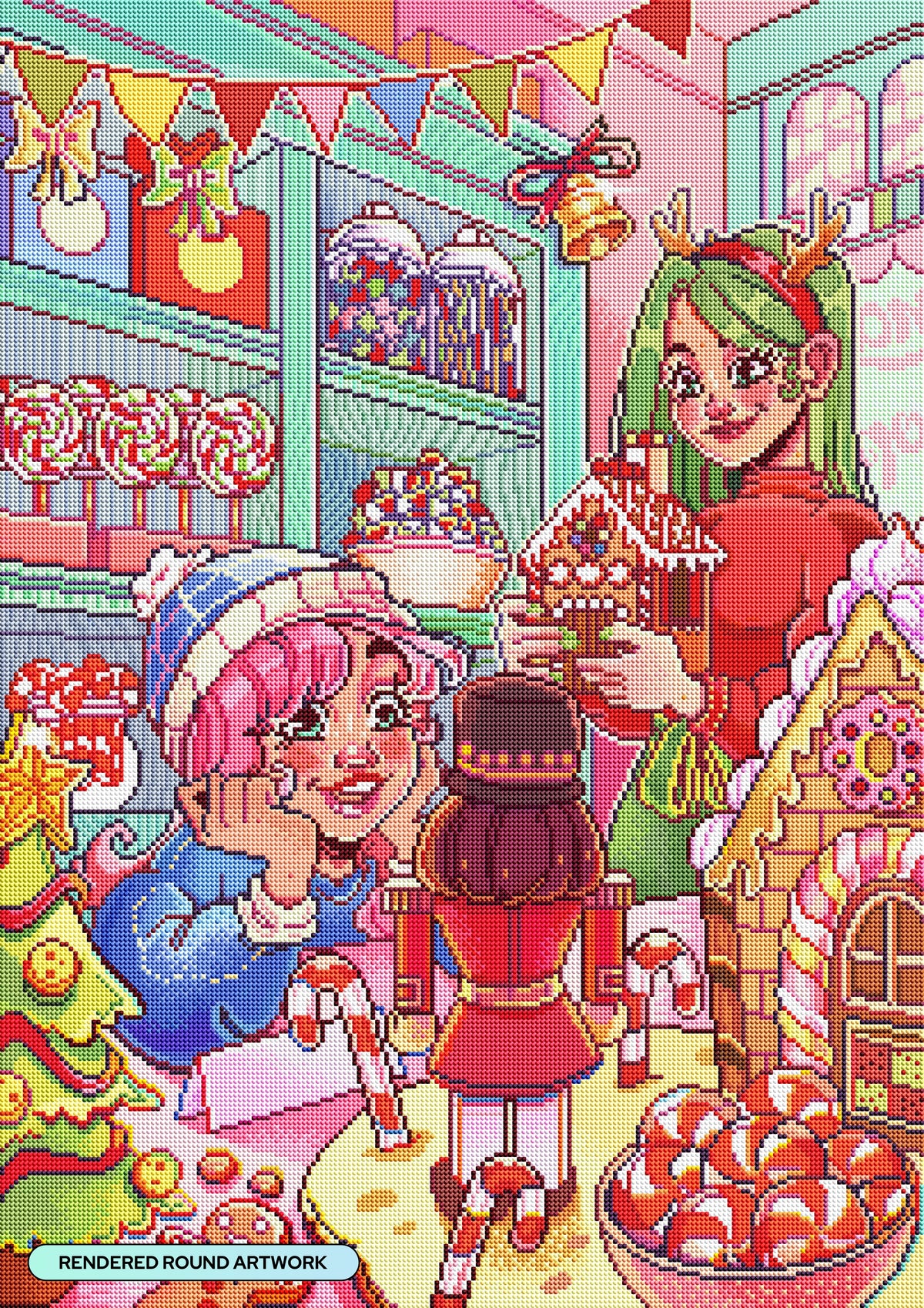 Diamond Painting Christmas Candy Shop 22" x 31" (55.6cm x 78.7cm) / Round With 89 Colors Including 2 ABs and 1 Iridescent Diamond and 6 Fairy Dust Diamonds / 57,772