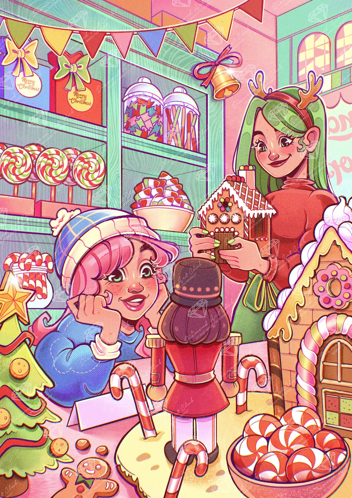 Diamond Painting Christmas Candy Shop 22" x 31" (55.6cm x 78.7cm) / Round With 89 Colors Including 2 ABs and 1 Iridescent Diamond and 6 Fairy Dust Diamonds / 57,772