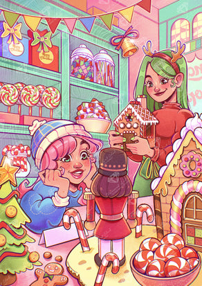 Diamond Painting Christmas Candy Shop 22" x 31" (55.6cm x 78.7cm) / Round With 89 Colors Including 2 ABs and 1 Iridescent Diamond and 6 Fairy Dust Diamonds / 57,772