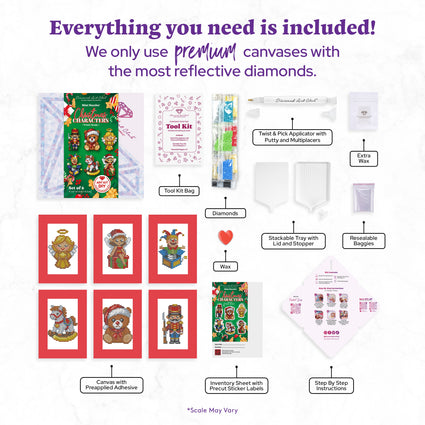 Diamond Painting Christmas Characters - Mini Dazzles™ 4" x 6" (10.2cm x 15.2cm) / Square With 30 Colors Including 2 ABs and 28 Fairy Dust Diamonds / 4,452