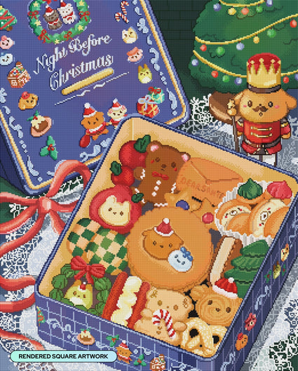 Diamond Painting Christmas Cookie Tin 25.6" x 31.9" (65cm x 80.9cm) / Square with 81 Colors including 2 ABs and 4 Fairy Dust Diamonds / 84,825