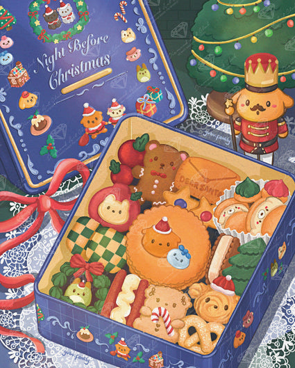 Diamond Painting Christmas Cookie Tin 25.6" x 31.9" (65cm x 80.9cm) / Square with 81 Colors including 2 ABs and 4 Fairy Dust Diamonds / 84,825