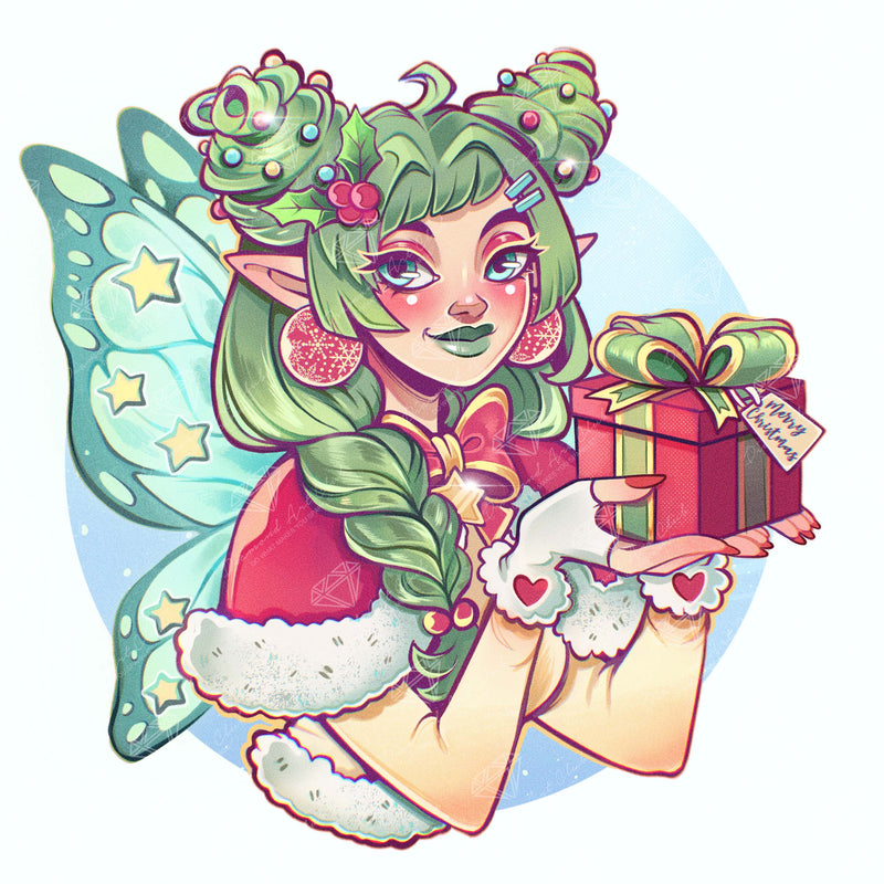 Diamond Painting Christmas Fairy 22" x 22" (55.6cm x 55.6cm) / Round With 68 Colors Including 2 ABs and 1 Iridescent Diamond and 6 Fairy Dust Diamonds / 40,804