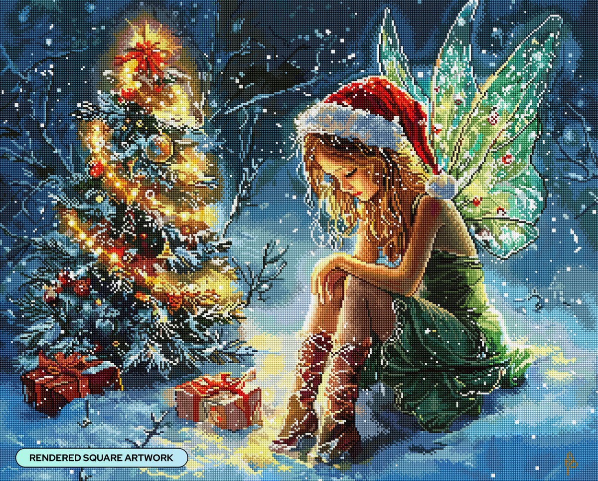 Diamond Painting Christmas Fairy Wishes 31.9" x 25.6" (80.9cm x 65cm) / Square with 74 Colors including 2 ABs and 3 Fairy Dust Diamonds / 84,825