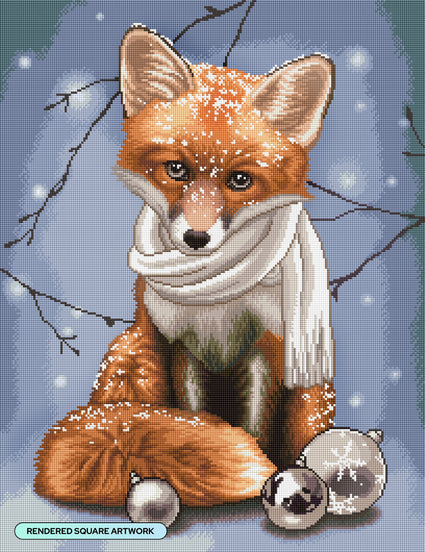 Diamond Painting Christmas Fox 20" x 26" (50.7cm x 65.8cm) / Square with 37 Colors including 1 AB and 1 Fairy Dust Diamonds / 54,060
