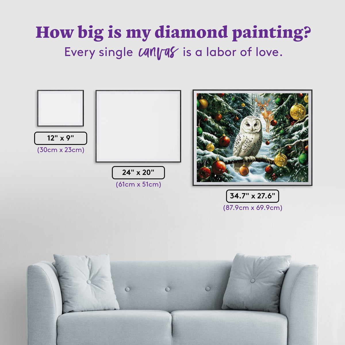 Diamond Painting Christmas Friends 34.7" x 27.6" (87.9cm x 69.9cm) / Square with 77 Colors including 2 ABs and 3 Fairy Dust Diamonds / 99,193