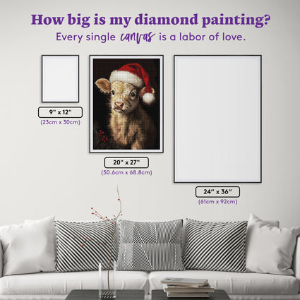 Diamond Painting Christmas Highland Cow 20" x 27" (50.6cm x 68.8cm) / Round with 32 Colors including 2 ABs and 2 Fairy Dust Diamonds / 46,000