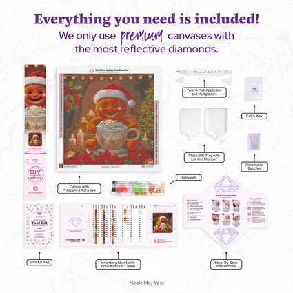 Diamond Painting Christmas in a Cup 22" x 22" (55.6cm x 55.6cm) / Round with 59 Colors including 3 ABs and 4 Fairy Dust Diamonds / 40,804