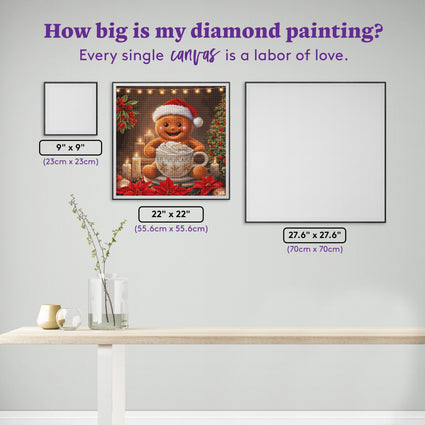 Diamond Painting Christmas in a Cup 22" x 22" (55.6cm x 55.6cm) / Round with 59 Colors including 3 ABs and 4 Fairy Dust Diamonds / 40,804
