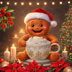 Diamond Painting Christmas in a Cup 22" x 22" (55.6cm x 55.6cm) / Round with 59 Colors including 3 ABs and 4 Fairy Dust Diamonds / 40,804
