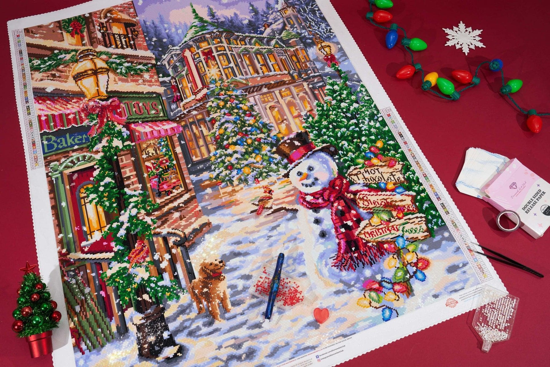 Diamond Painting Christmas Lane 27.6" x 36.6" (70cm x 93cm) / Square with 62 Colors including 4 ABs and 2 Fairy Dust Diamonds / 104,813