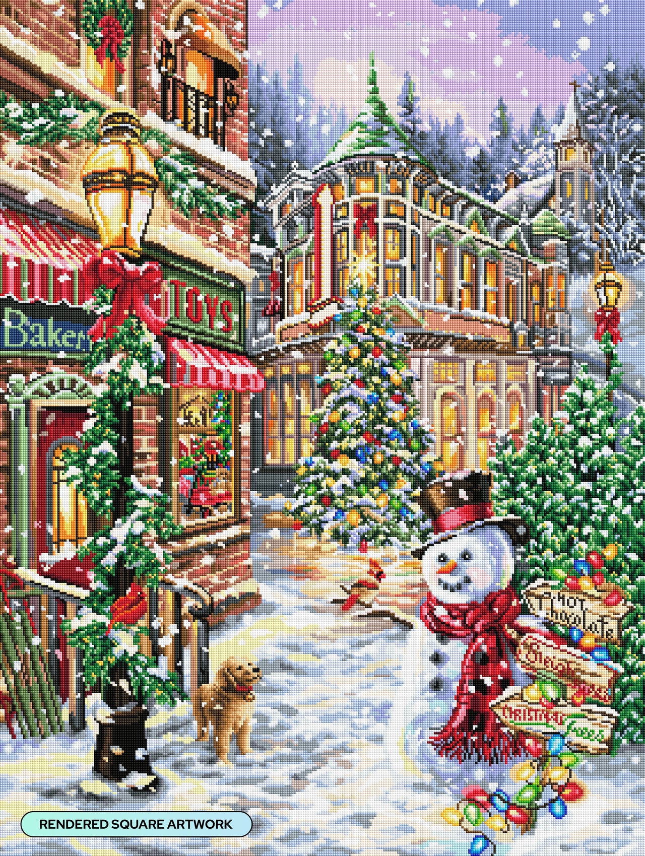Diamond Painting Christmas Lane 27.6" x 36.6" (70cm x 93cm) / Square with 62 Colors including 4 ABs and 2 Fairy Dust Diamonds / 104,813