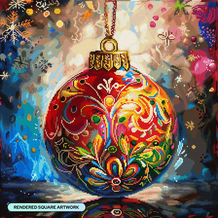 Diamond Painting Christmas Ornament 22" x 22" (55.8cm x 55.8cm) / Square with 58 Colors including 1 AB and 3 Fairy Dust Diamonds / 50,176