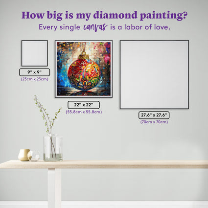 Diamond Painting Christmas Ornament 22" x 22" (55.8cm x 55.8cm) / Square with 58 Colors including 1 AB and 3 Fairy Dust Diamonds / 50,176