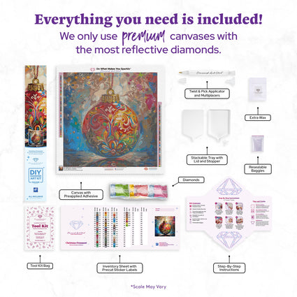 Diamond Painting Christmas Ornament 22" x 22" (55.8cm x 55.8cm) / Square with 58 Colors including 1 AB and 3 Fairy Dust Diamonds / 50,176