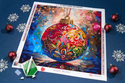 Diamond Painting Christmas Ornament 22" x 22" (55.8cm x 55.8cm) / Square with 58 Colors including 1 AB and 3 Fairy Dust Diamonds / 50,176