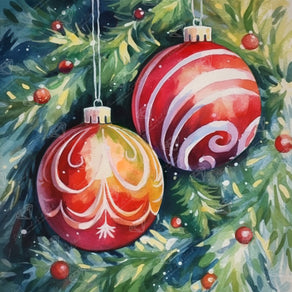 Diamond Painting Christmas Ornaments 22" x 22" (55.8cm x 55.8cm) / Round with 63 Colors including 2 ABs and 3 Fairy Dust Diamonds / 39,601