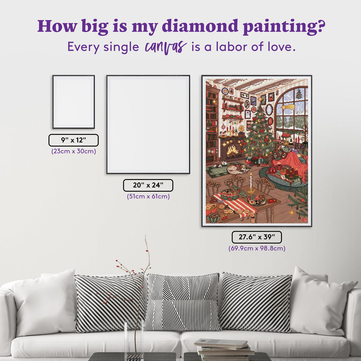 Diamond Painting Christmas Room 27.6" x 39" (69.9cm x 98.8cm) / Square with 78 Colors including 2 ABs and 1 Iridescent Diamond and 4 Fairy Dust Diamonds / 111,557