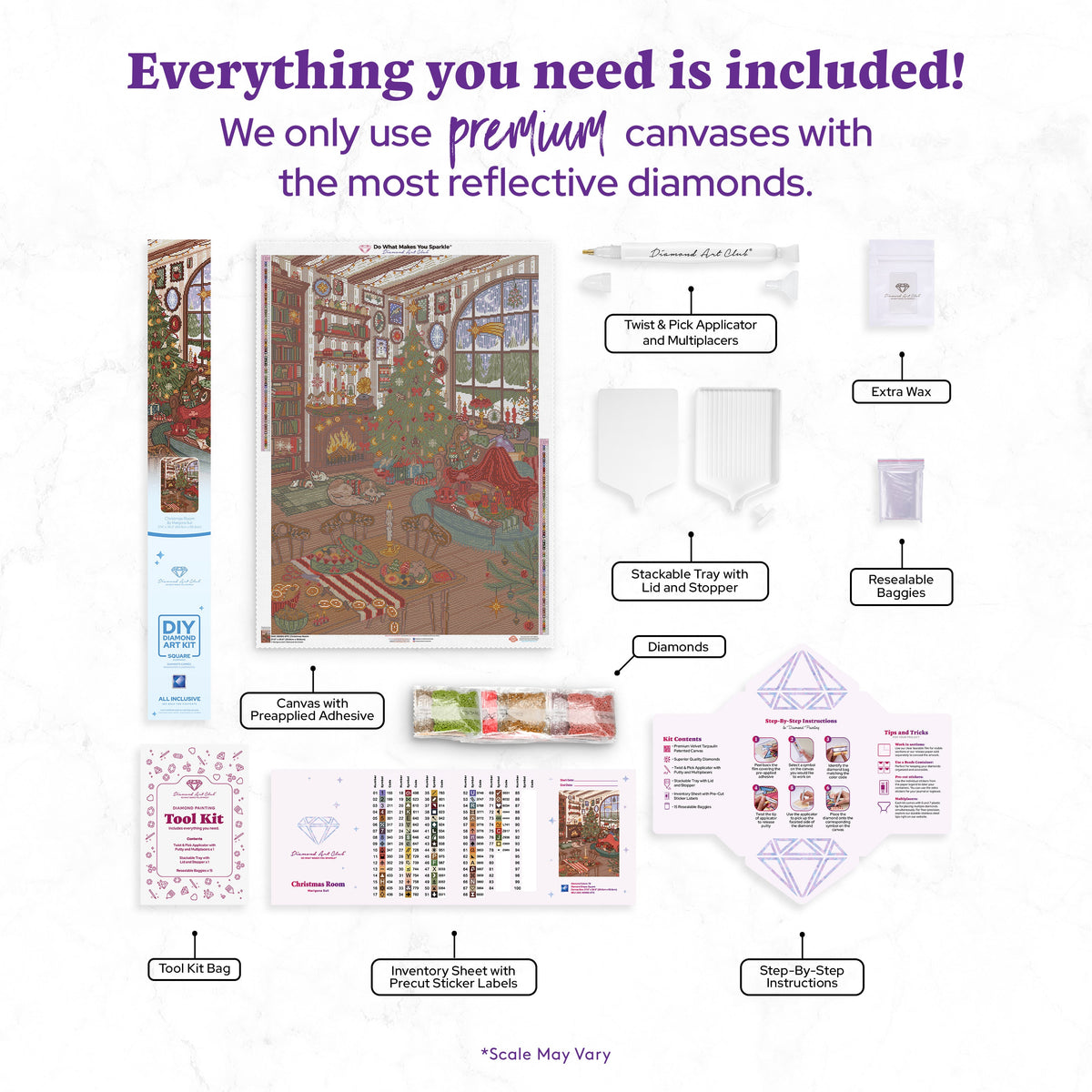 Diamond Painting Christmas Room 27.6" x 39" (69.9cm x 98.8cm) / Square with 78 Colors including 2 ABs and 1 Iridescent Diamond and 4 Fairy Dust Diamonds / 111,557