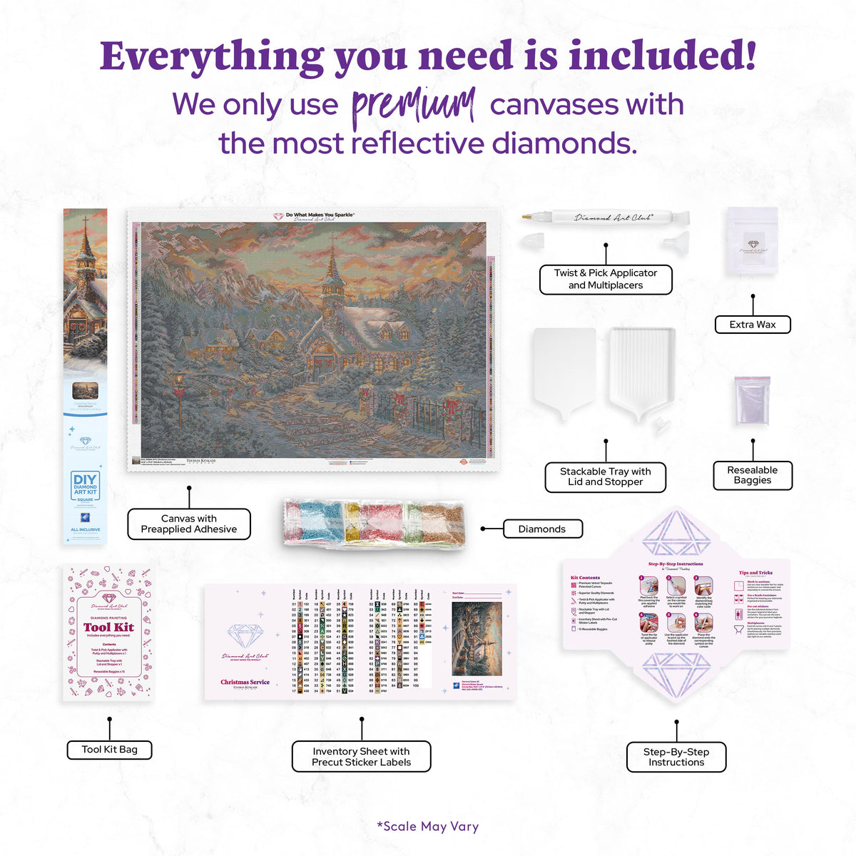 Diamond Painting Christmas Service 40.6" x 27.6" (102.8cm x 69.9cm) / Square With 92 Colors Including 4 ABs and 4 Fairy Dust Diamonds / 116,053