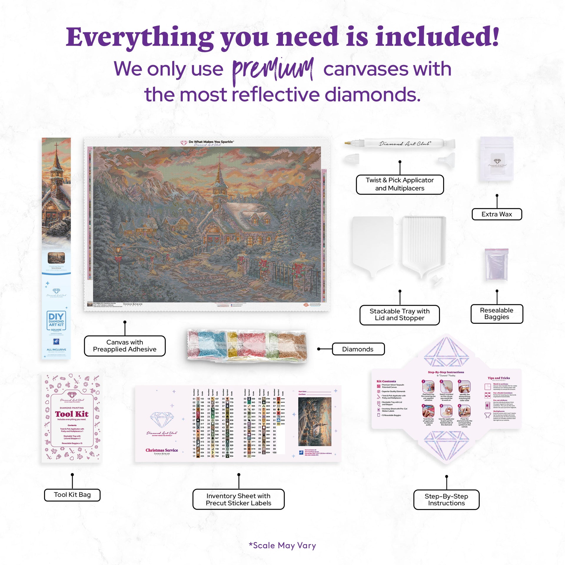 Diamond Painting Christmas Service 40.6" x 27.6" (102.8cm x 69.9cm) / Square With 92 Colors Including 4 ABs and 4 Fairy Dust Diamonds / 116,053