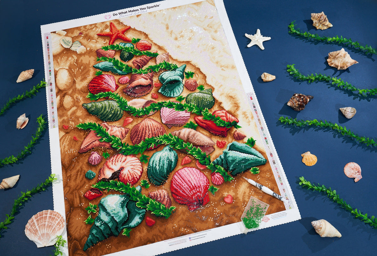 Diamond Painting Christmas Shells 25.6" x 33.9" (65cm x 86cm) / Square with 63 Colors including 3 ABs and 2 Fairy Dust Diamonds / 90,045