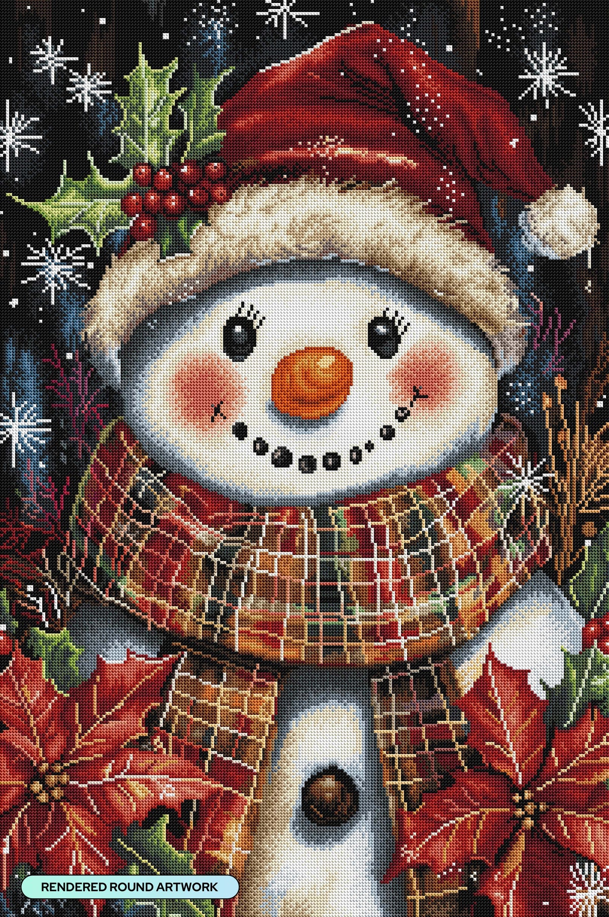 Diamond Painting Christmas Snowman 22" x 33" (55.6cm x 83.7cm) / Round with 66 Colors including 1 AB and 3 Fairy Dust Diamonds / 61,408