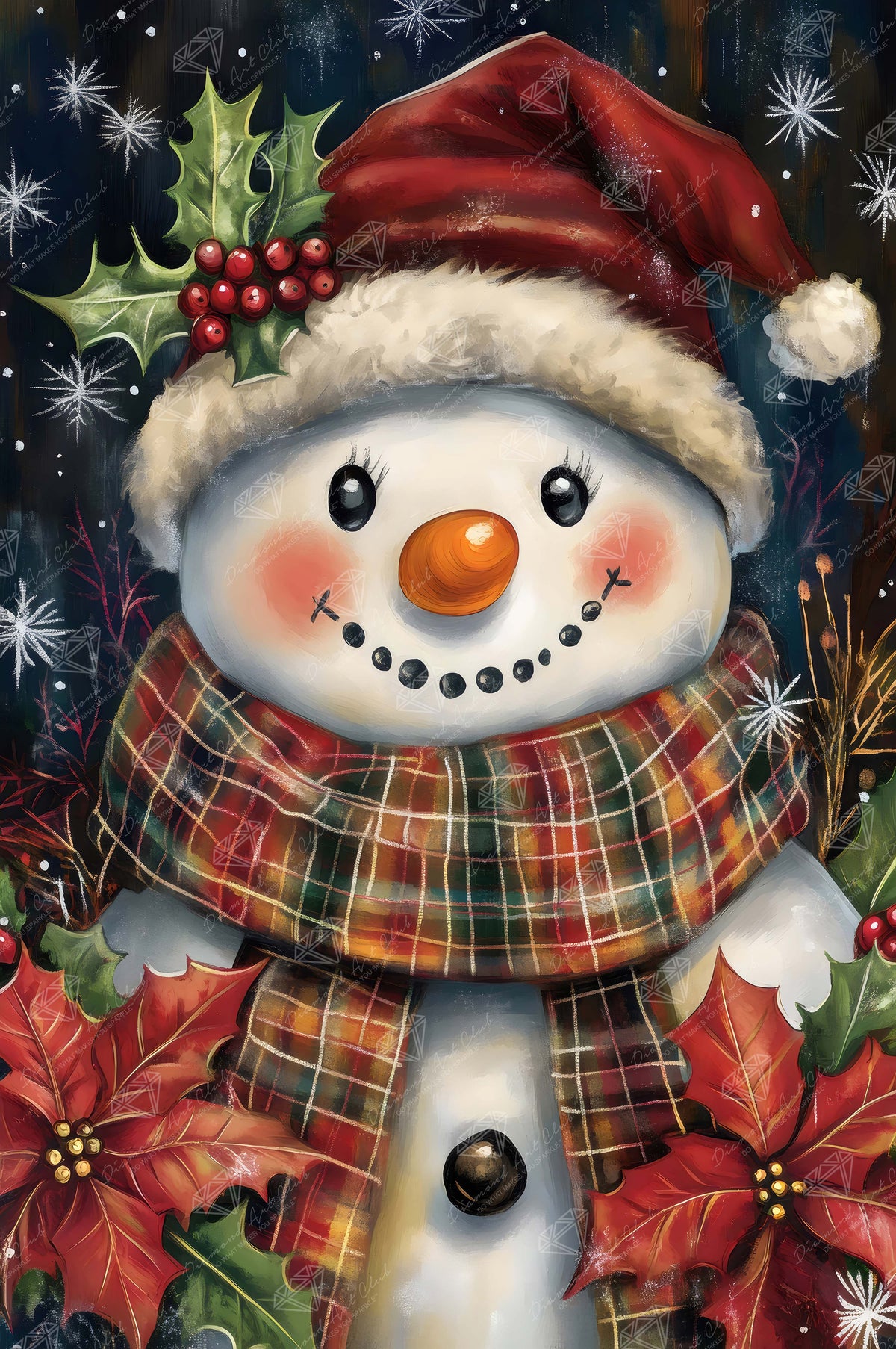 Diamond Painting Christmas Snowman 22" x 33" (55.6cm x 83.7cm) / Round with 66 Colors including 1 AB and 3 Fairy Dust Diamonds / 61,408