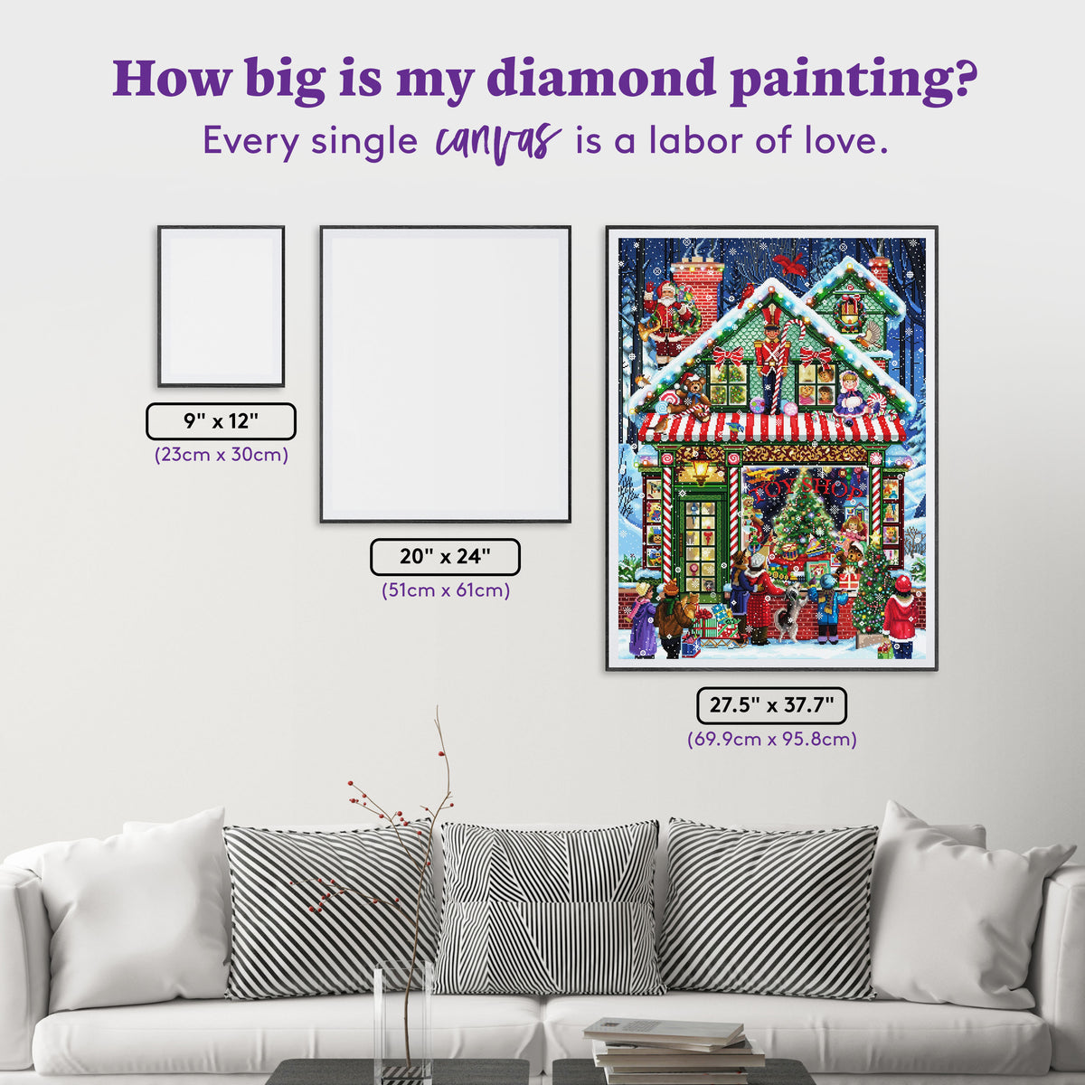 Diamond Painting Christmas Toy Shop 27.6" x 37.8" (69.9cm x 95.8cm) / Square with 91 Colors including 2 ABs and 4 Fairy Dust Diamonds / 108,185