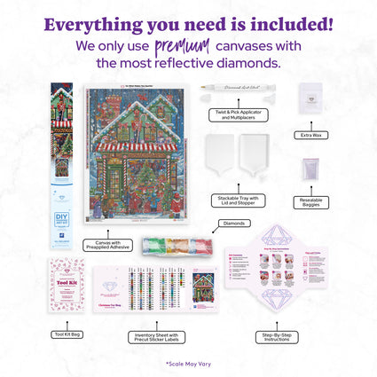 Diamond Painting Christmas Toy Shop 27.6" x 37.8" (69.9cm x 95.8cm) / Square with 91 Colors including 2 ABs and 4 Fairy Dust Diamonds / 108,185
