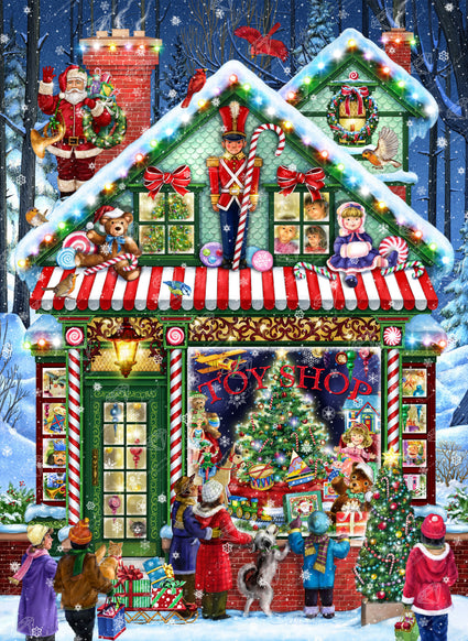 Diamond Painting Christmas Toy Shop 27.6" x 37.8" (69.9cm x 95.8cm) / Square with 91 Colors including 2 ABs and 4 Fairy Dust Diamonds / 108,185