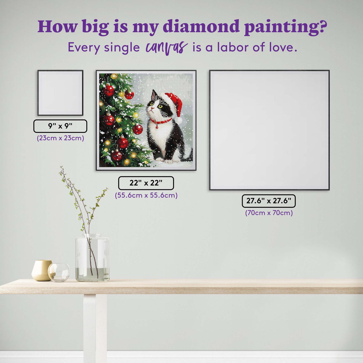 Diamond Painting Christmas Tree Contemplation 22" x 22" (55.6cm x 55.6cm) / Round with 55 Colors including 2 ABs and 5 Fairy Dust Diamonds / 40,804